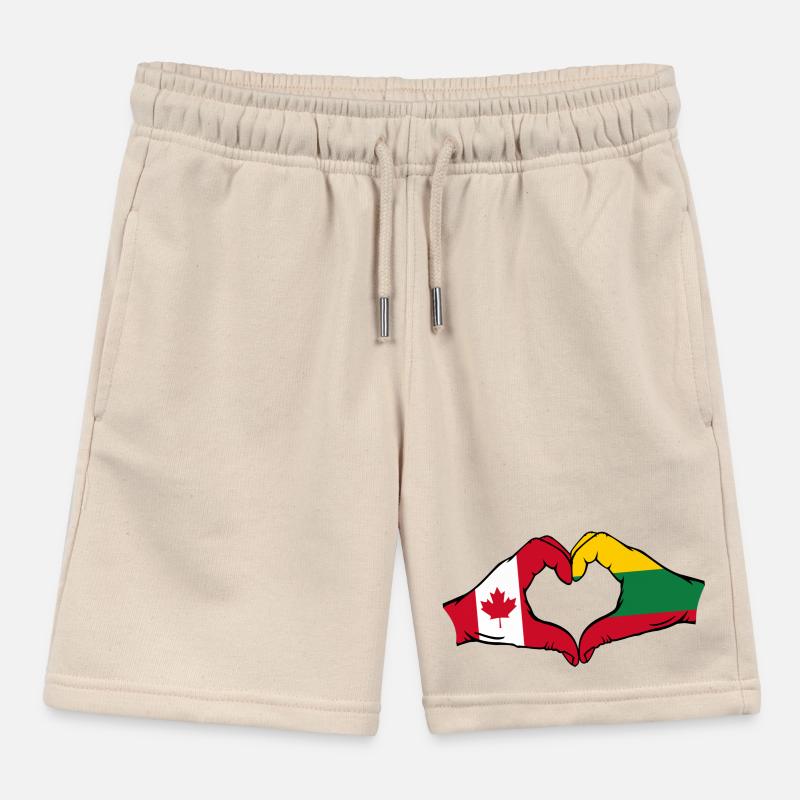 Canada Lithuania Heart Shape with Hands Kids Organic Sweat Shorts by Stanley/Stella