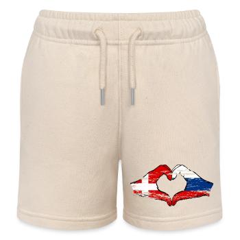 Danemark Russie forme de coeur avec les mains utilisées - Short de jogging enfant bio Stanley/Stella - écru doux - Devant