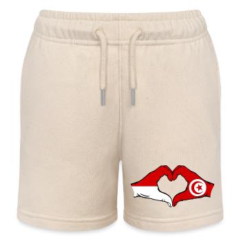 Indonesien Tunesien Herzform mit Hände - Kinder Organic Joggingshorts Mini Bolter von Stanley/Stella - Natur - Vorne
