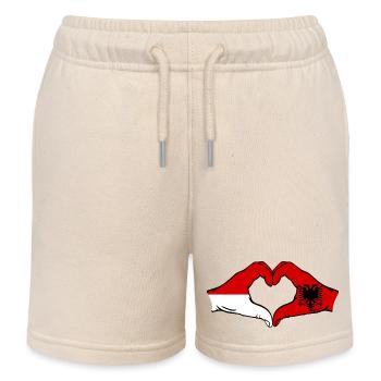Indonesien Albanien Herzform mit Hände - Kinder Organic Joggingshorts Mini Bolter von Stanley/Stella - Natur - Vorne
