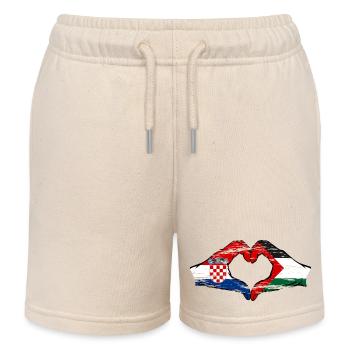 Kroatien Palästina Flagge Hände Herzform used - Kinder Organic Joggingshorts Mini Bolter von Stanley/Stella - Natur - Vorne