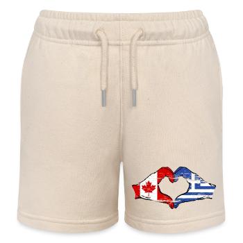 Canada Grèce drapeau mains coeur forme utilisé - Short de jogging enfant bio Stanley/Stella - écru doux - Devant