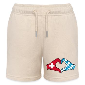 Suisse Bavière Drapeau Mains Coeur - Short de jogging enfant bio Stanley/Stella - écru doux - Devant