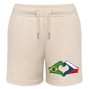 Brasilien Tschechien Flagge Herzform - Kinder Organic Joggingshorts Mini Bolter von Stanley/Stella - Natur - Vorne