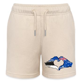 Estland Australien Flagge Herzform used - Kinder Organic Joggingshorts Mini Bolter von Stanley/Stella - Natur - Vorne
