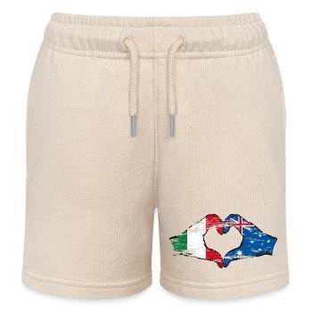 Italie Australie drapeau coeur forme utilisé - Short de jogging enfant bio Stanley/Stella - écru doux - Devant