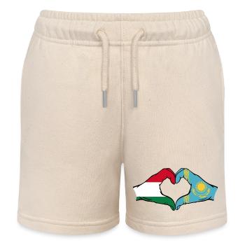 Hungary Kazakhstan Flag Hands Heart Shape - Kids Organic Sweat Shorts by Stanley/Stella - soft Ecru - Front