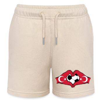 Türkei Fußball Flagge Hände Herzform - Kinder Organic Joggingshorts Mini Bolter von Stanley/Stella - Natur - Vorne