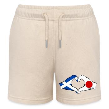 Scotland Japan Hands Heart Shape - Kids Organic Sweat Shorts by Stanley/Stella - soft Ecru - Front