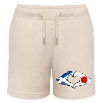 Scotland Japan Hands Heart Shape Used - Kids Organic Sweat Shorts by Stanley/Stella - soft Ecru - Front