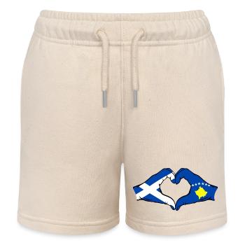 Schottland Kosovo Hände Herzform - Kinder Organic Joggingshorts Mini Bolter von Stanley/Stella - Natur - Vorne