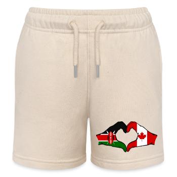 Kenia Kanada Hände Herzform - Kinder Organic Joggingshorts Mini Bolter von Stanley/Stella - Natur - Vorne