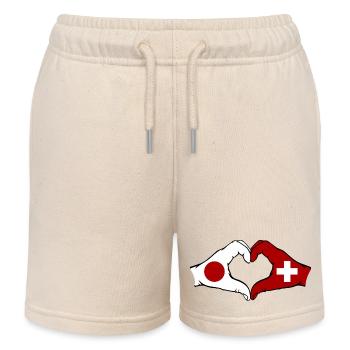 Japan Switzerland Hands Heart Shape - Kids Organic Sweat Shorts by Stanley/Stella - soft Ecru - Front