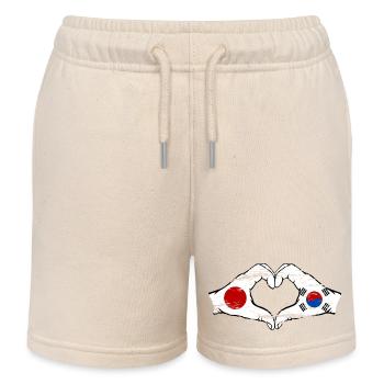 Japan South Korea Hands Heart Shape Used - Kids Organic Sweat Shorts by Stanley/Stella - soft Ecru - Front