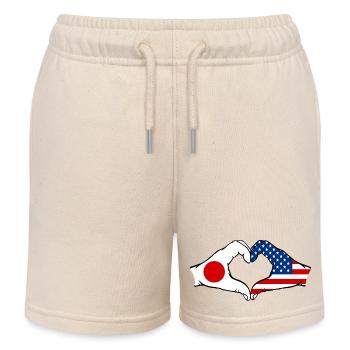 Japon États-Unis mains en forme de cœur - Short de jogging enfant bio Stanley/Stella - écru doux - Devant