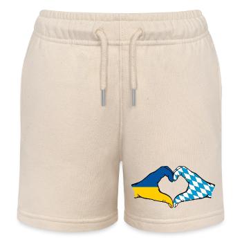 Ukraine Bavière Drapeau Mains Coeur Forme - Short de jogging enfant bio Stanley/Stella - écru doux - Devant