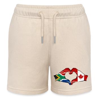 Afrique du Sud Canada drapeau mains coeur utilisé - Short de jogging enfant bio Stanley/Stella - écru doux - Devant