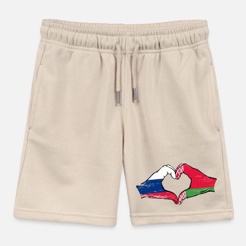 Russie Biélorussie drapeau mains coeur forme utilisé Short de jogging enfant bio Stanley/Stella