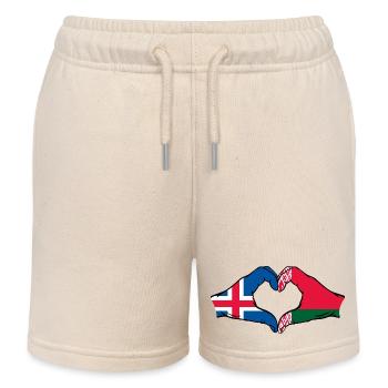 Island Belarus Flagge Hände Herzform - Kinder Organic Joggingshorts Mini Bolter von Stanley/Stella - Natur - Vorne