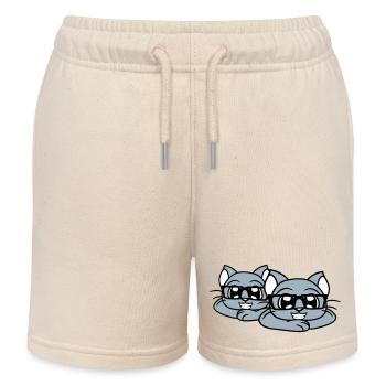 2 Clever Nerd Cats Lunettes à monture de corne Geek Eyewear Team - Short de jogging enfant bio Stanley/Stella - écru doux - Devant