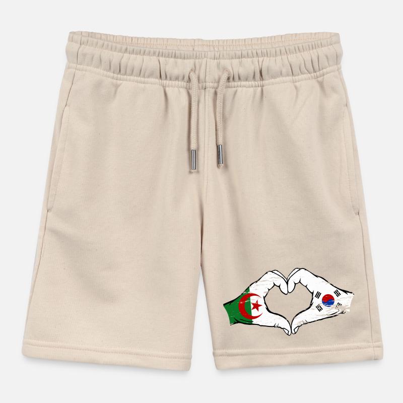 Algérie Corée du Sud Drapeau Mains Coeur Forme Utilisé Short de jogging enfant bio Stanley/Stella