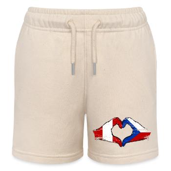 Peru Tschechien Flagge Hände Herzform used - Kinder Organic Joggingshorts Mini Bolter von Stanley/Stella - Natur - Vorne