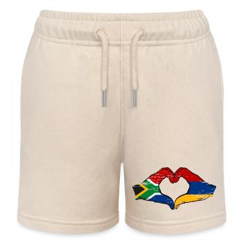 Afrique du Sud Arménie drapeau mains forme de coeur utilisé - Short de jogging enfant bio Stanley/Stella - écru doux - Devant