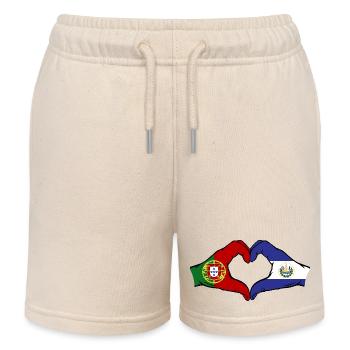 Portugal El Salvador Flagge Hände Herzform - Kinder Organic Joggingshorts Mini Bolter von Stanley/Stella - Natur - Vorne