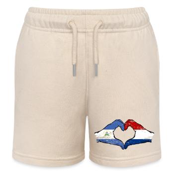 Nicaragua Holland Flagge Hände Herzform used - Kinder Organic Joggingshorts Mini Bolter von Stanley/Stella - Natur - Vorne