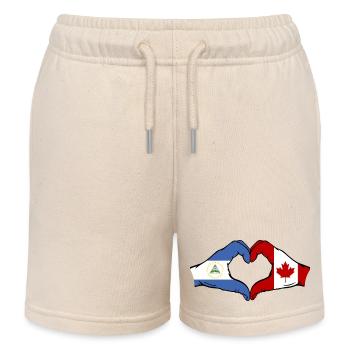 Nicaragua Canada Flag Hands Heart Shape - Kids Organic Sweat Shorts by Stanley/Stella - soft Ecru - Front