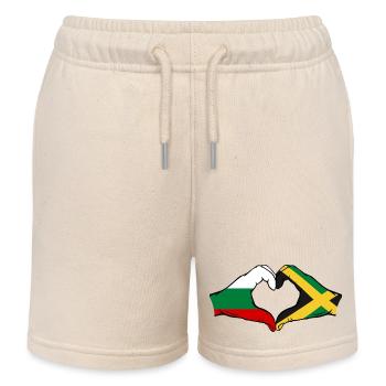 Bulgaria Jamaica Flag Hands Heart Shape - Kids Organic Sweat Shorts by Stanley/Stella - soft Ecru - Front