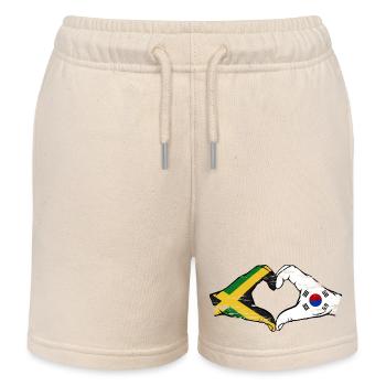 Jamaica South Korea hands heart shape used - Kids Organic Sweat Shorts by Stanley/Stella - soft Ecru - Front