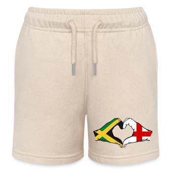 Jamaika England Hände Herzform - Kinder Organic Joggingshorts Mini Bolter von Stanley/Stella - Natur - Vorne