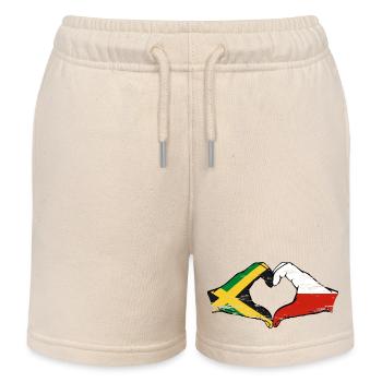 Jamaika Polen Hände Herzform used - Kinder Organic Joggingshorts Mini Bolter von Stanley/Stella - Natur - Vorne