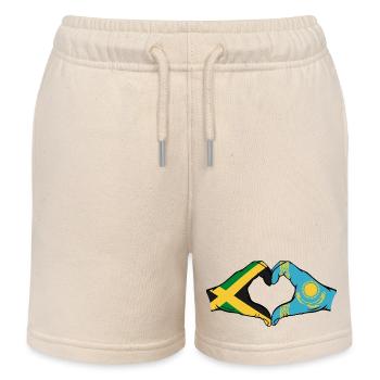 Jamaika Kasachstan Hände Herzform - Kinder Organic Joggingshorts Mini Bolter von Stanley/Stella - Natur - Vorne