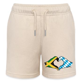 Jamaika Bayern Hände Herzform - Kinder Organic Joggingshorts Mini Bolter von Stanley/Stella - Natur - Vorne