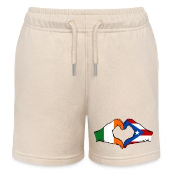 Irland Puerto Rico Flagge Hände Herzform - Kinder Organic Joggingshorts Mini Bolter von Stanley/Stella - Natur - Vorne