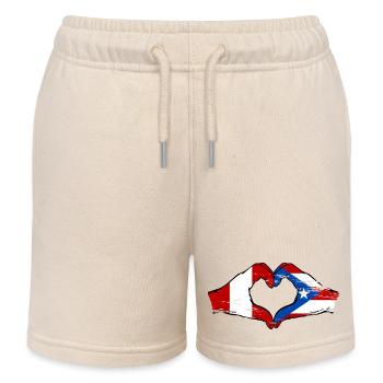 Peru Puerto Rico Flagge Hände Herzform used - Kinder Organic Joggingshorts Mini Bolter von Stanley/Stella - Natur - Vorne