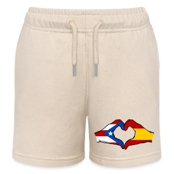 Puerto Rico Spanien Flagge Hände Herzform - Kinder Organic Joggingshorts Mini Bolter von Stanley/Stella - Natur - Vorne