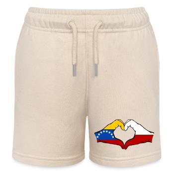 Venezuela Polen Flagge Hände Herzform - Kinder Organic Joggingshorts Mini Bolter von Stanley/Stella - Natur - Vorne