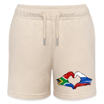 Südafrika Russland Flagge Hände Herzform used - Kinder Organic Joggingshorts Mini Bolter von Stanley/Stella - Natur - Vorne