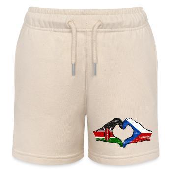 Kenya Czech Republic flag hands heart used - Kids Organic Sweat Shorts by Stanley/Stella - soft Ecru - Front