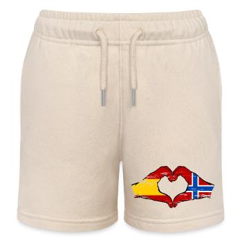 Spanien Norwegen Flagge Hände Herz used - Kinder Organic Joggingshorts Mini Bolter von Stanley/Stella - Natur - Vorne