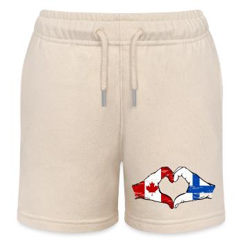 Kanada Finnland Flagge Hände Herzform used - Kinder Organic Joggingshorts Mini Bolter von Stanley/Stella - Natur - Vorne