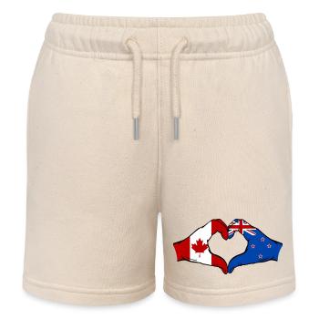 Kanada Neuseeland Flagge Hände Herzform - Kinder Organic Joggingshorts Mini Bolter von Stanley/Stella - Natur - Vorne