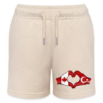 Canada Turquie Drapeau Mains Coeur Forme Utilisé - Short de jogging enfant bio Stanley/Stella - écru doux - Devant