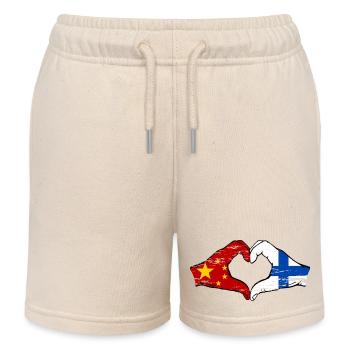 Chine Finlande Drapeau Mains Coeur Forme Utilisé - Short de jogging enfant bio Stanley/Stella - écru doux - Devant