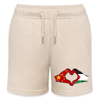 Chine Palestine Drapeau Mains Coeur Forme Utilisé - Short de jogging enfant bio Stanley/Stella - écru doux - Devant