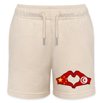 Chine Tunisie Drapeau Mains Coeur Forme - Short de jogging enfant bio Stanley/Stella - écru doux - Devant