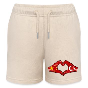 China Türkei Flagge Hände Herzform used - Kinder Organic Joggingshorts Mini Bolter von Stanley/Stella - Natur - Vorne